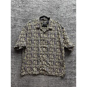 VINTAGE '90s PELLE‎ PELLE XXL Graphic Print Short Sleeve Button-Up Shirt